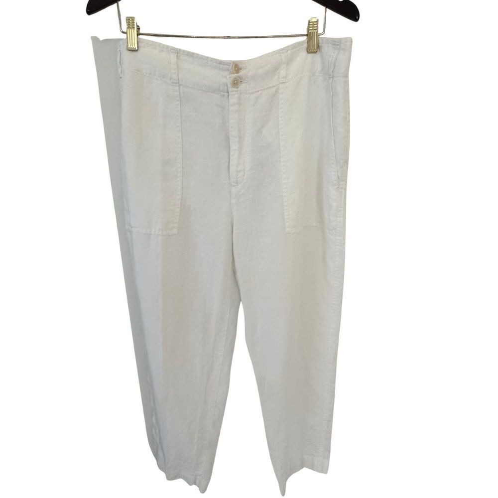 Lauren Ralph Lauren Linen Cropped Pants White High Rise Suggested Size 14